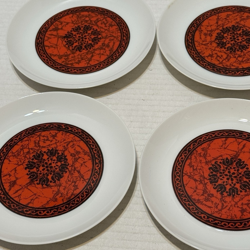 SET OF 5 BREAD AND BUTTER PLATES BLOCK BIDASOA SPAIN - ESPANA FLAMENCO RED VTG - Picture 5 of 7